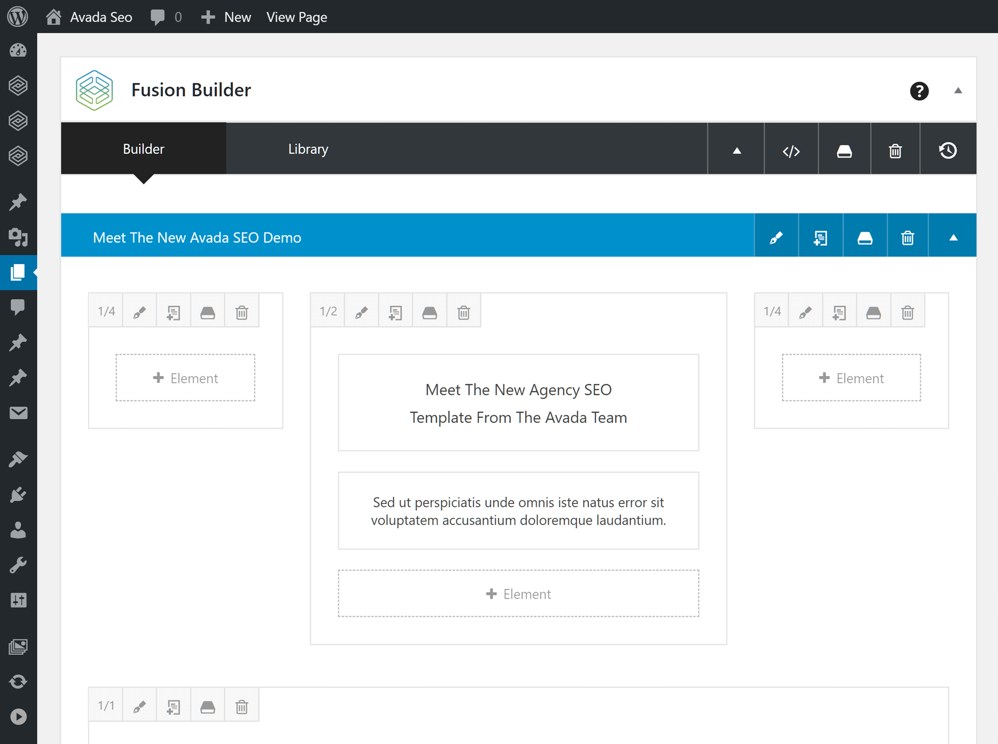 Avada Fusion Builder Content Editor